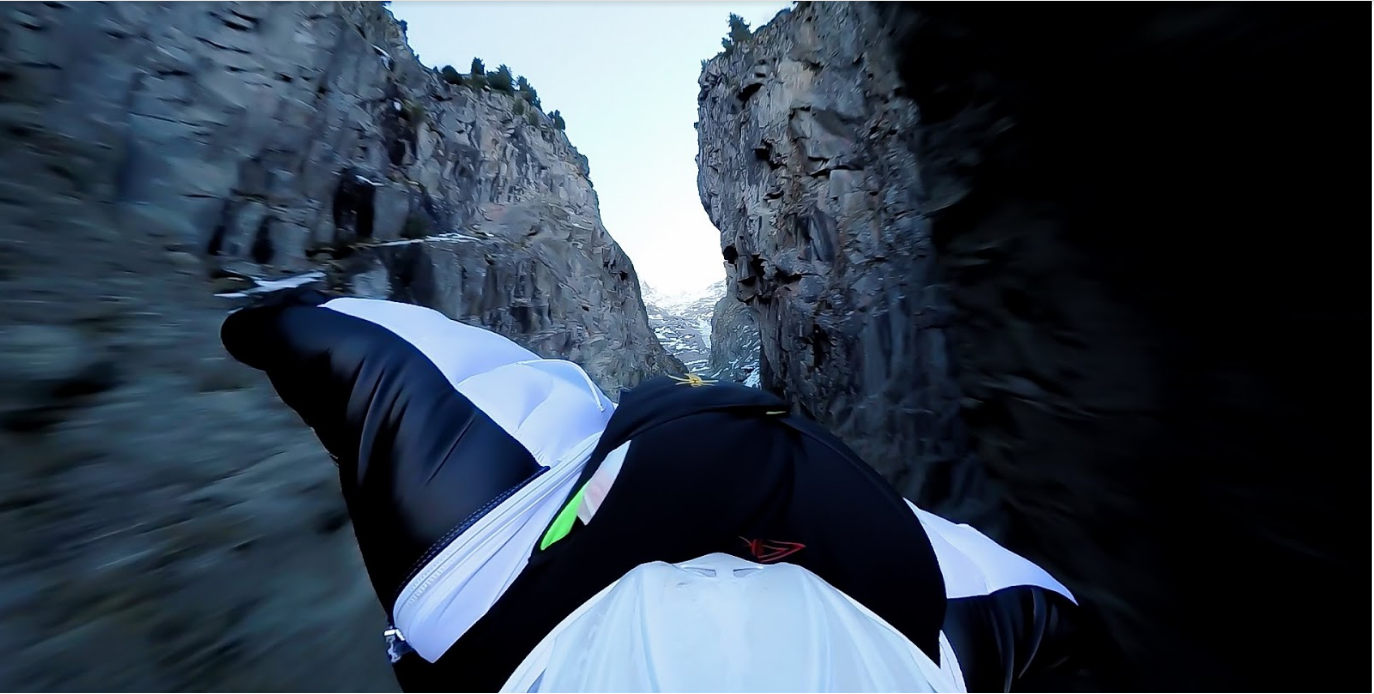 Wingsuit pilot Graham Dickinson flies through The Abyss in Chamonix Wingsuit pilot flies down a canyon