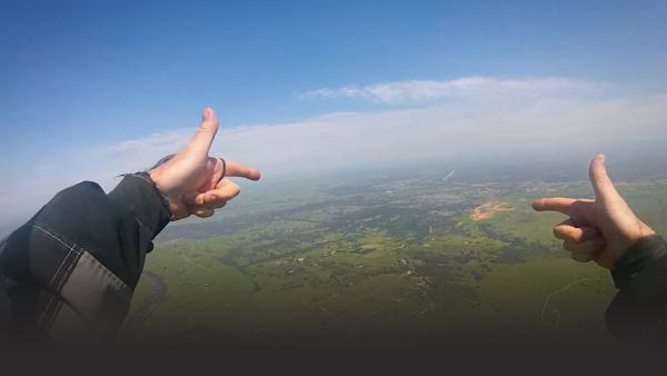Landscape from the perspective of a skydiver