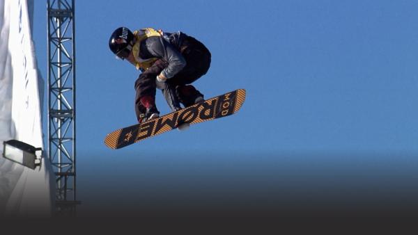 man snowboarding