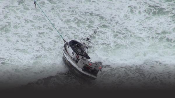 A boat run aground
