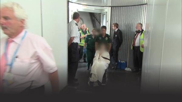 A woman is taken to a local hospital. 