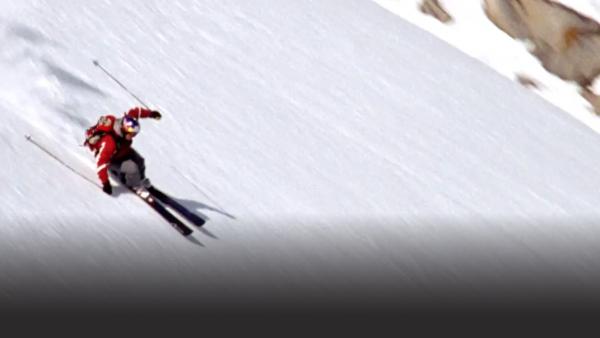 Someone sliding down the mountain. 