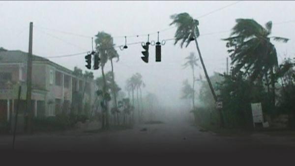 A storm rips through a city