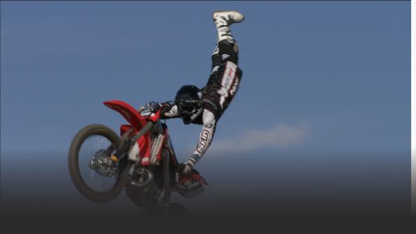 On air shot of Motorcyclist 