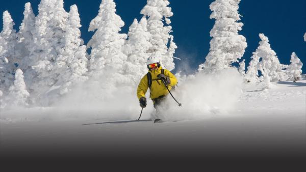 Skier takes on the slopes in Salt Lake City, Utah