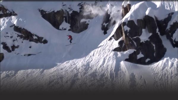 Extreme skier jumps off cliff