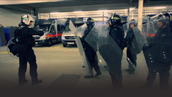 Cops with riot shields