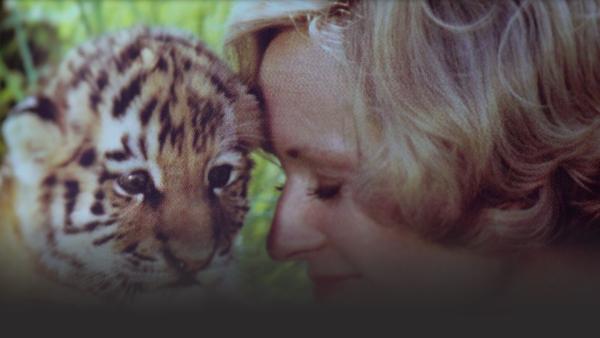 Woman and tiger cub