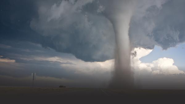 A classic tornado funnel