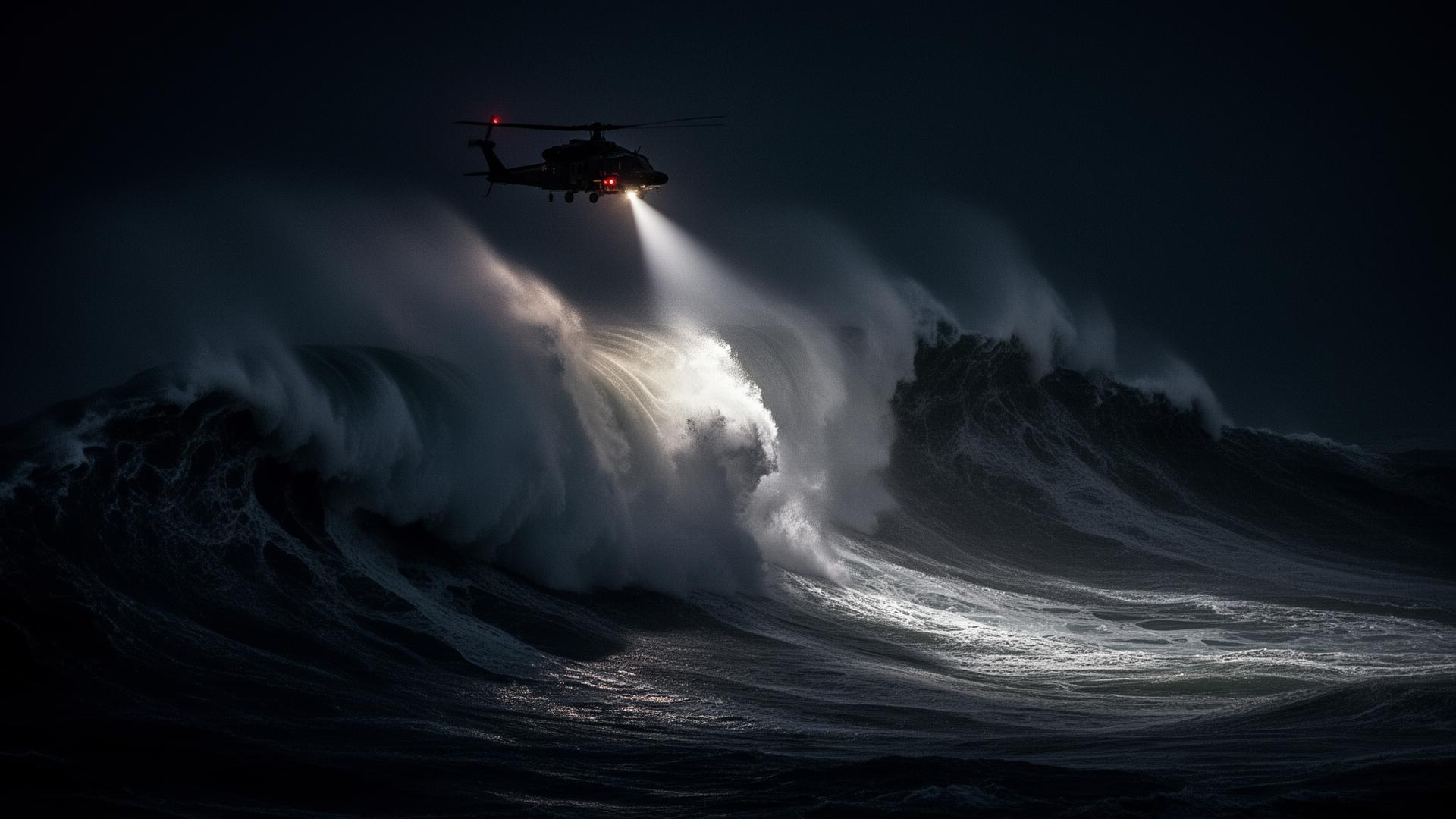 Dramatic ocean rescue scene